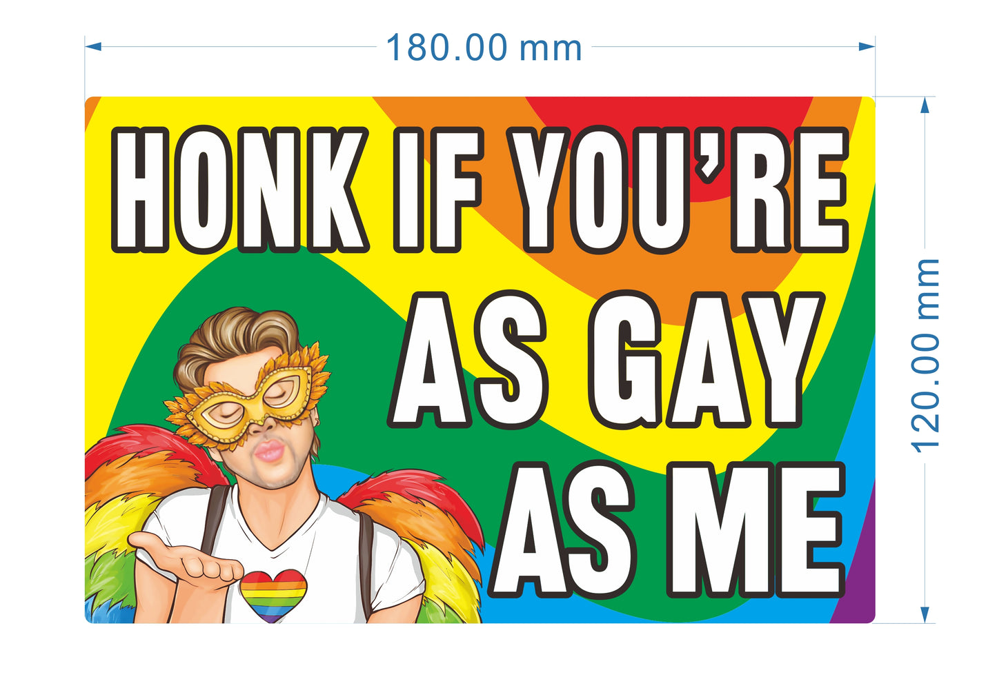 Honk If You're As Gay As Me Sticker's, 180mm x 120mm, 7.1 x 4.7 inches, Vinyl Decal Bumper Sticker, LGBT, LGBTQIA