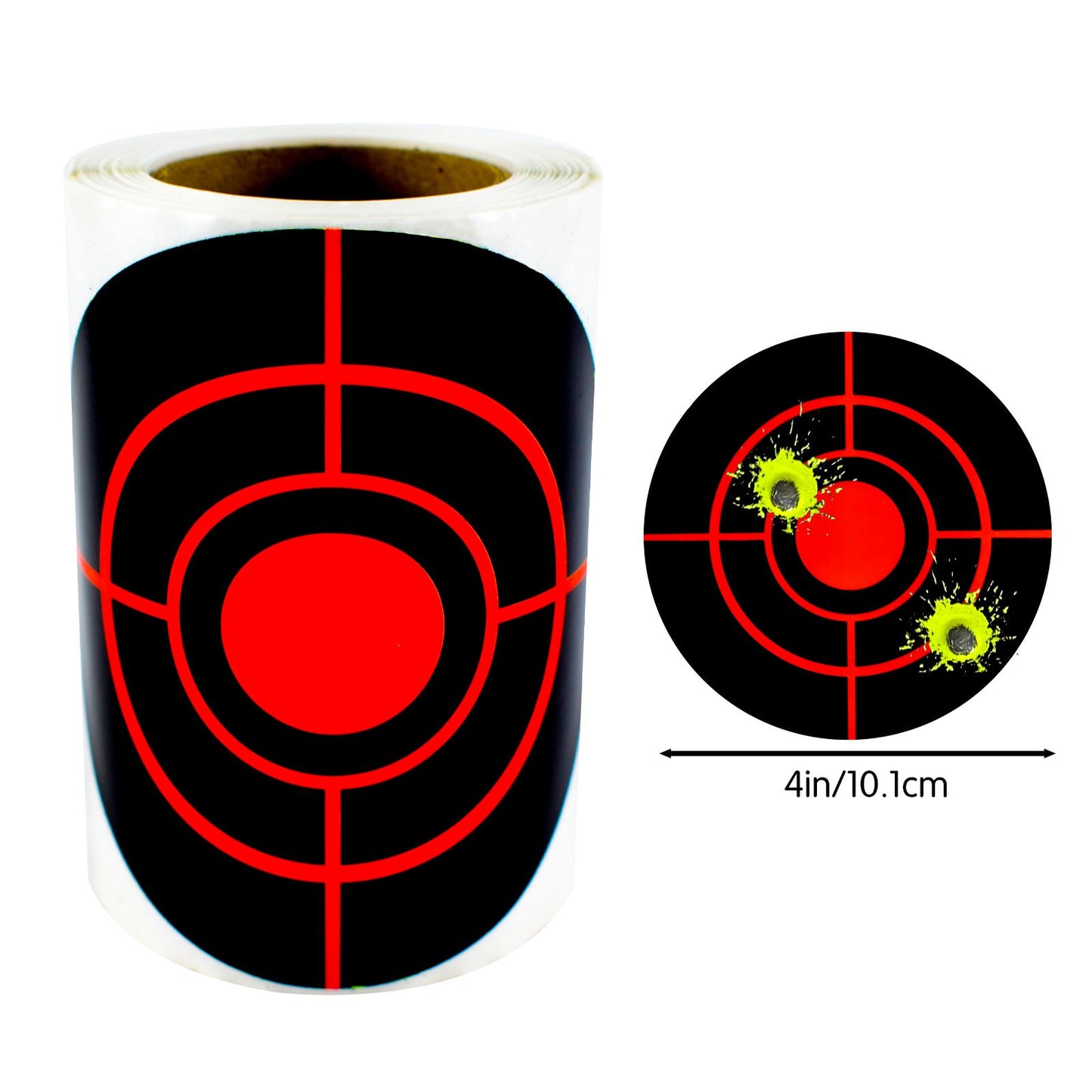 Splatter Shooting Target Stickers, Size 4 inch, 100mm, Reactive Self Adhesive Splash Effect Targets, Red & Black