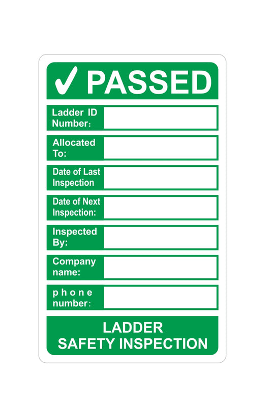 Ladder Safety Inspection Labels, Passed, Size 79mm x 48mm