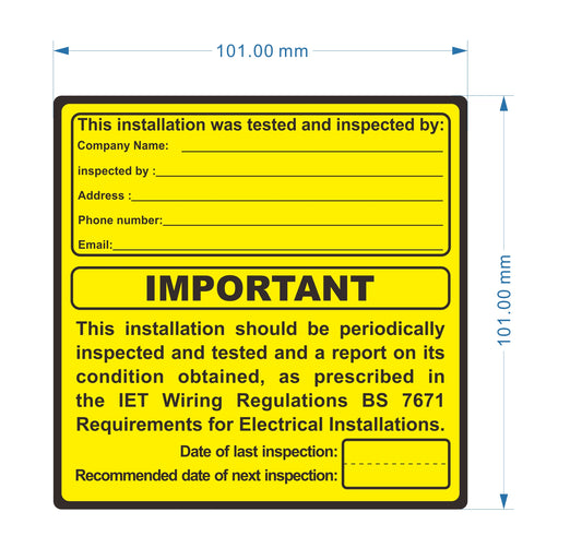 Electrical Safety Periodic Inspection Test Stickers