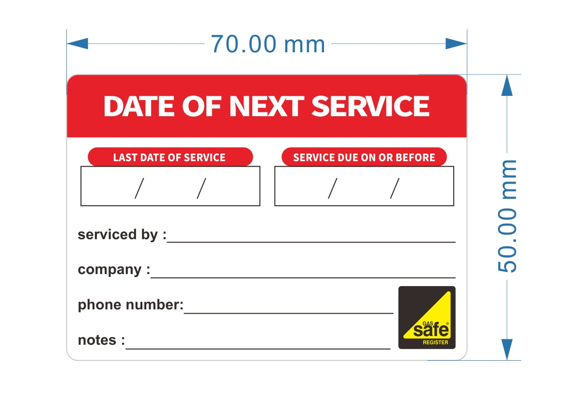 Gas Appliance Service Stickers