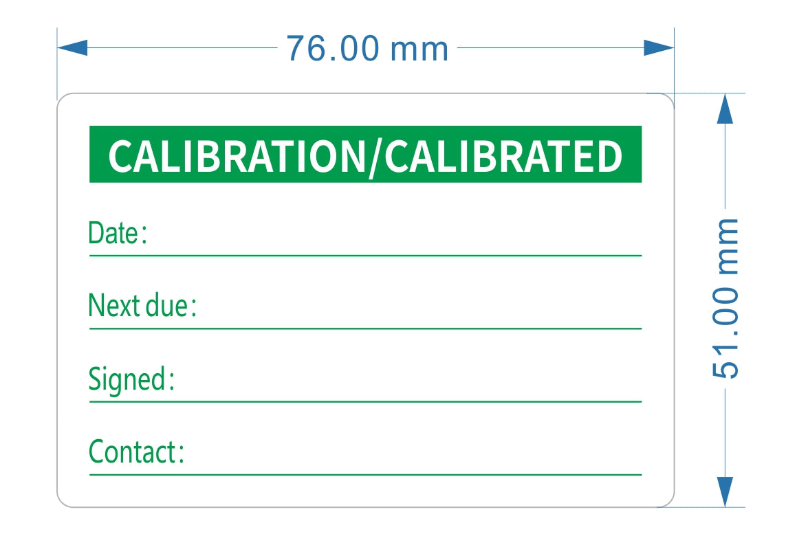 Calibration Testing Labels
