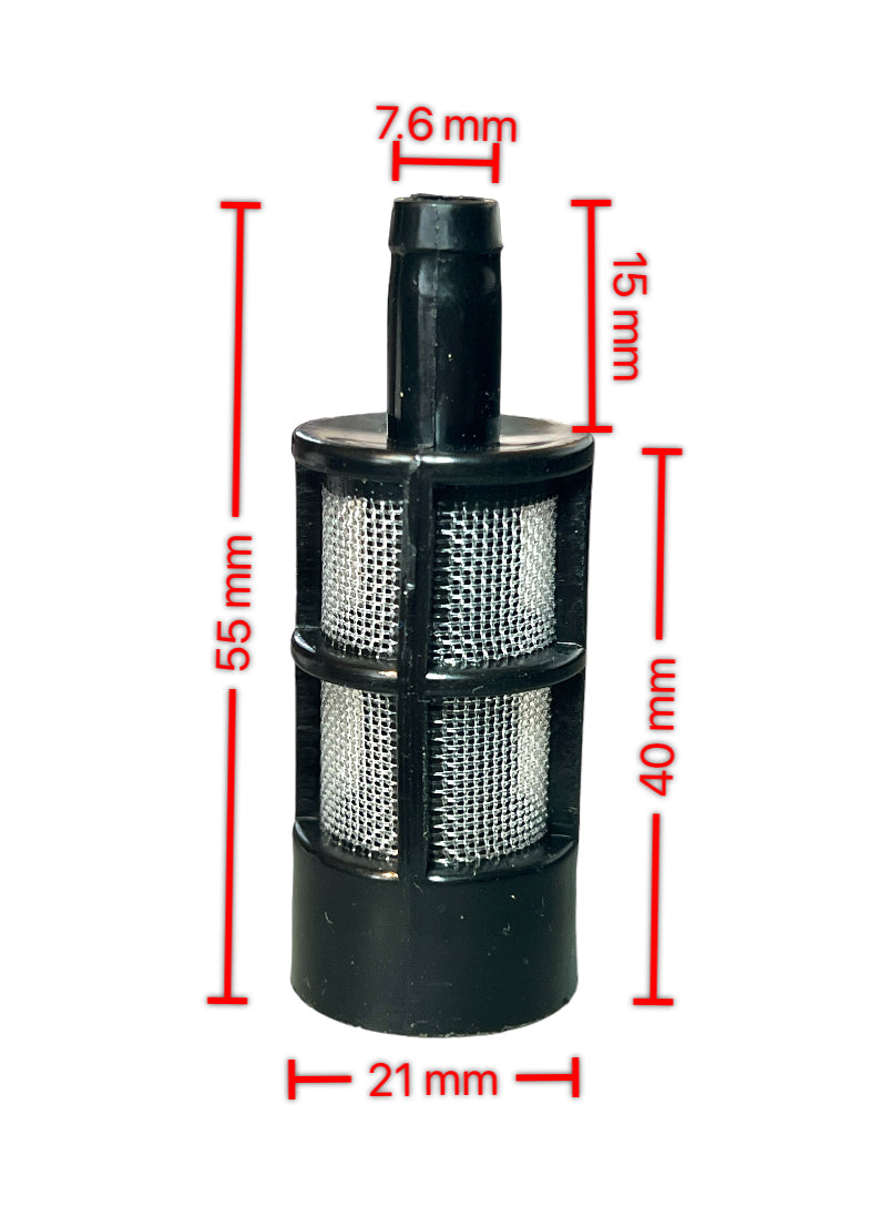Suction Mesh Hose Filter, Complete with Brass Weight, 8mm Barb