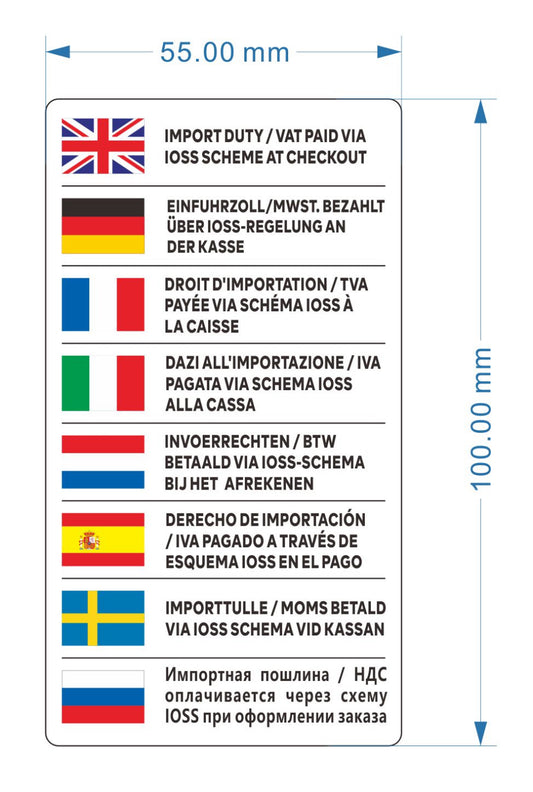 IOSS One Stop Shop Scheme Shipping Labels, Translated Information for Customs Staff, 500 Per Roll