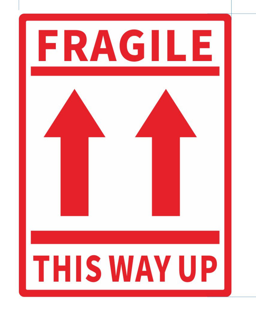 Fragile This Way Up Parcel Labels, Large Size 80mm x 60mm, Self Adhesive Labels, 500 per roll