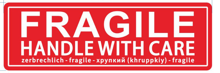 1,500 Parcel Warning Labels, Each Size 1" x 3" Inch 25mm x 76mm, 500 of Each Style On Roll, Fragile Handle with Care, Please Do Not Bend and Glass Handle with Care