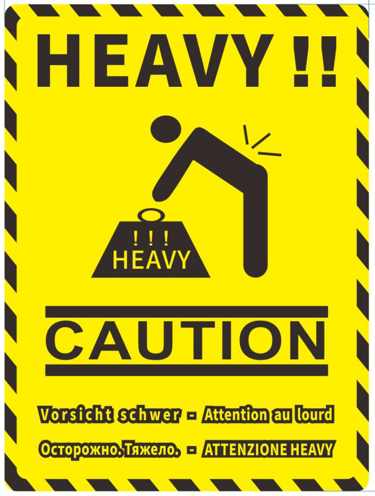 Heavy Caution Parcel Labels, Large Size 80mm x 60mm, Self Adhesive Labels, 500 per roll