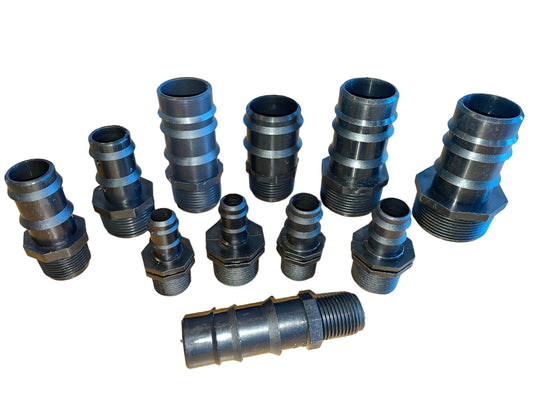 Barbed Hose Tail Fitting / Connector in Polypropylene, Male, BSP (PACK OF 2)