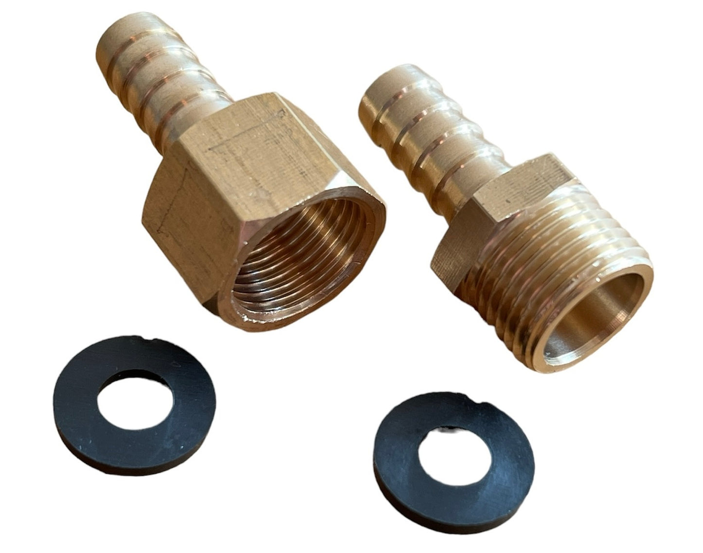 Brass Barb Hose Tail Connector, M18X1.5MM Metric to 10mm Barb, in Male Or Female