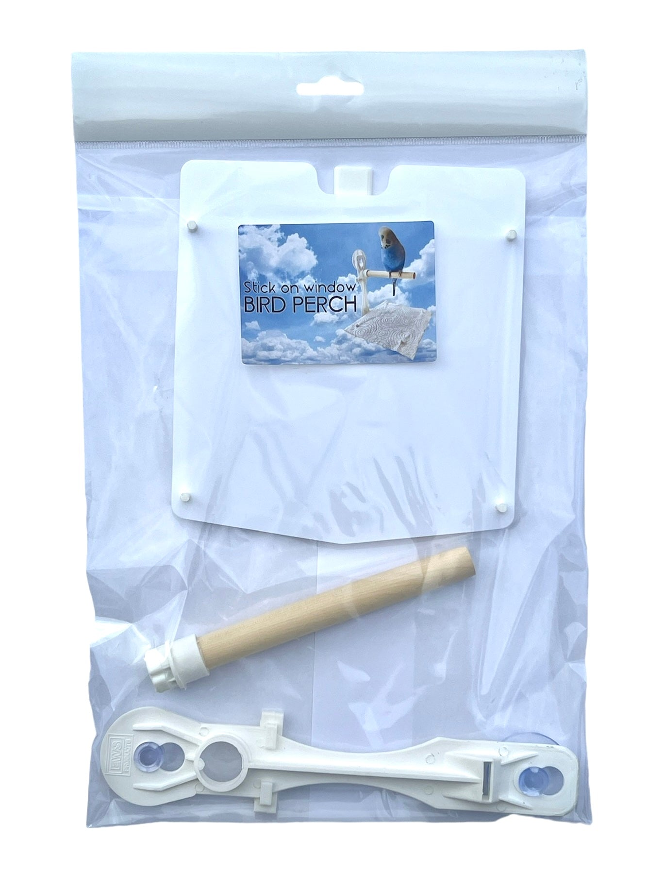 Stick On Window Bird Perch With Removable Droppings Tray And Tray Cover, For Small - Medium Birds
