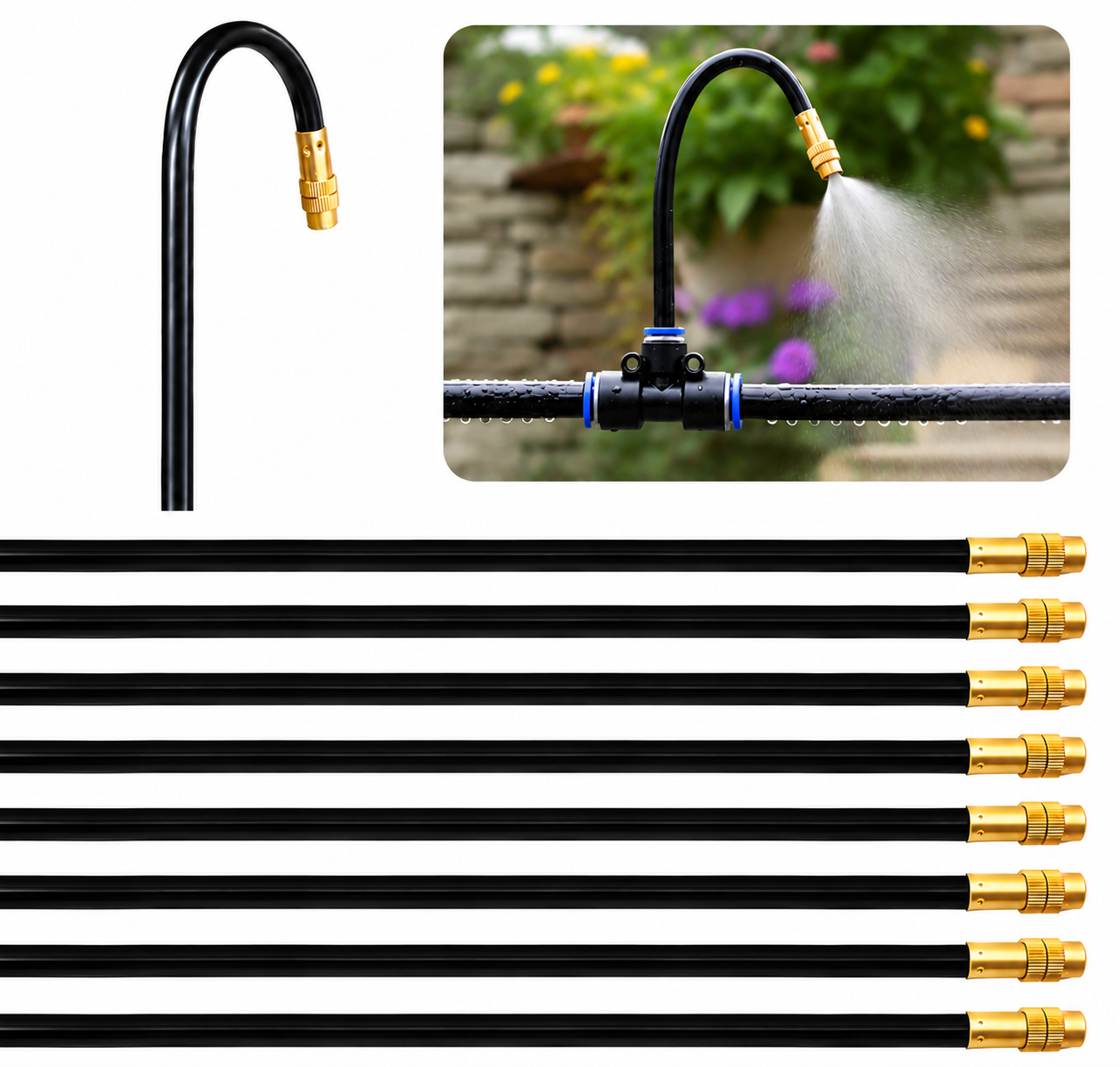 Irrigation Spray Nozzles, 30cm Long Adjustable Atomizing Misting Nozzles, 8mm