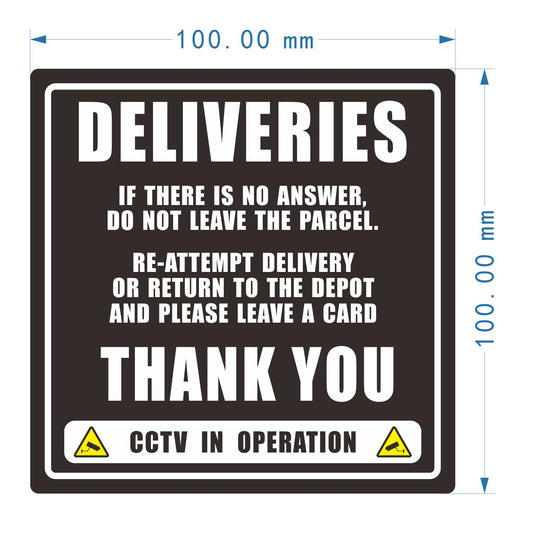 If No Answer Do Not Leave The Parcel. Re-Attempt Delivery Or Return To The Depot, Waterproof & UV Fade Resistant Self-Adhesive Vinyl Stickers, 100mm x 100mm