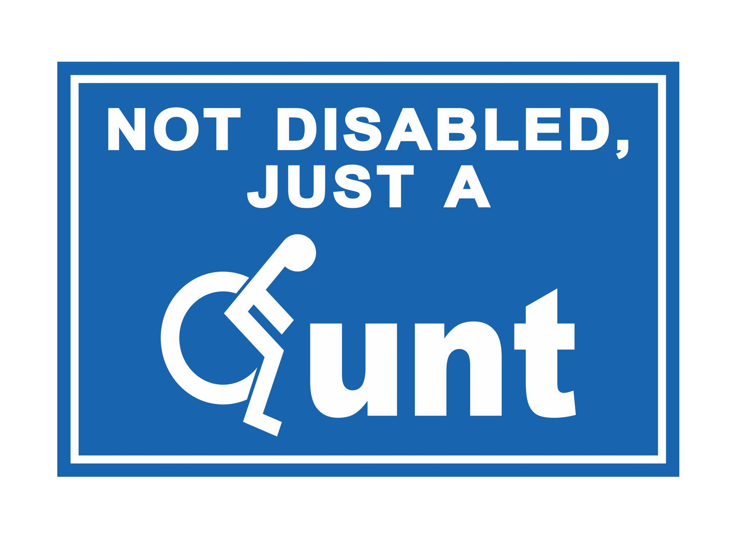Not Disabled Just A CU*T Stickers, Size 180mm x 120mm, Funny Car Bumper Sticker, Adult Humour, Prank Stickers