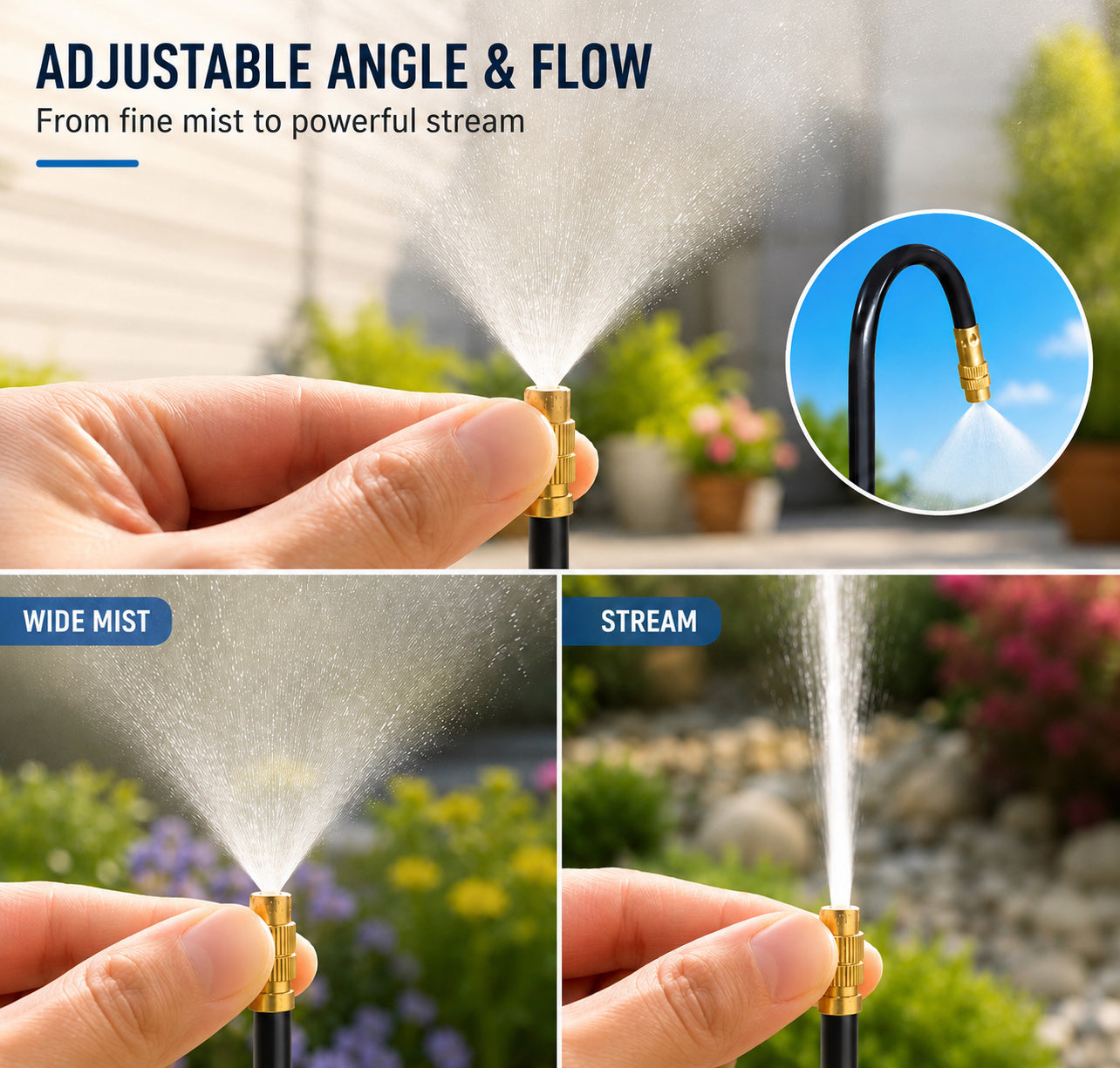 Irrigation Spray Nozzles, 30cm Long Adjustable Atomizing Misting Nozzles, 8mm