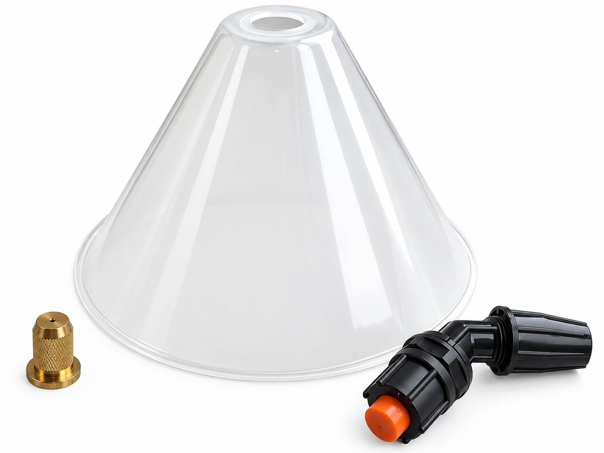 Knapsack Spray Shield, Round Anti Drift Guard, Inc's Hollow Cone & Adjustable Brass Atomising Nozzle for Hand Lance, Spraying Wand
