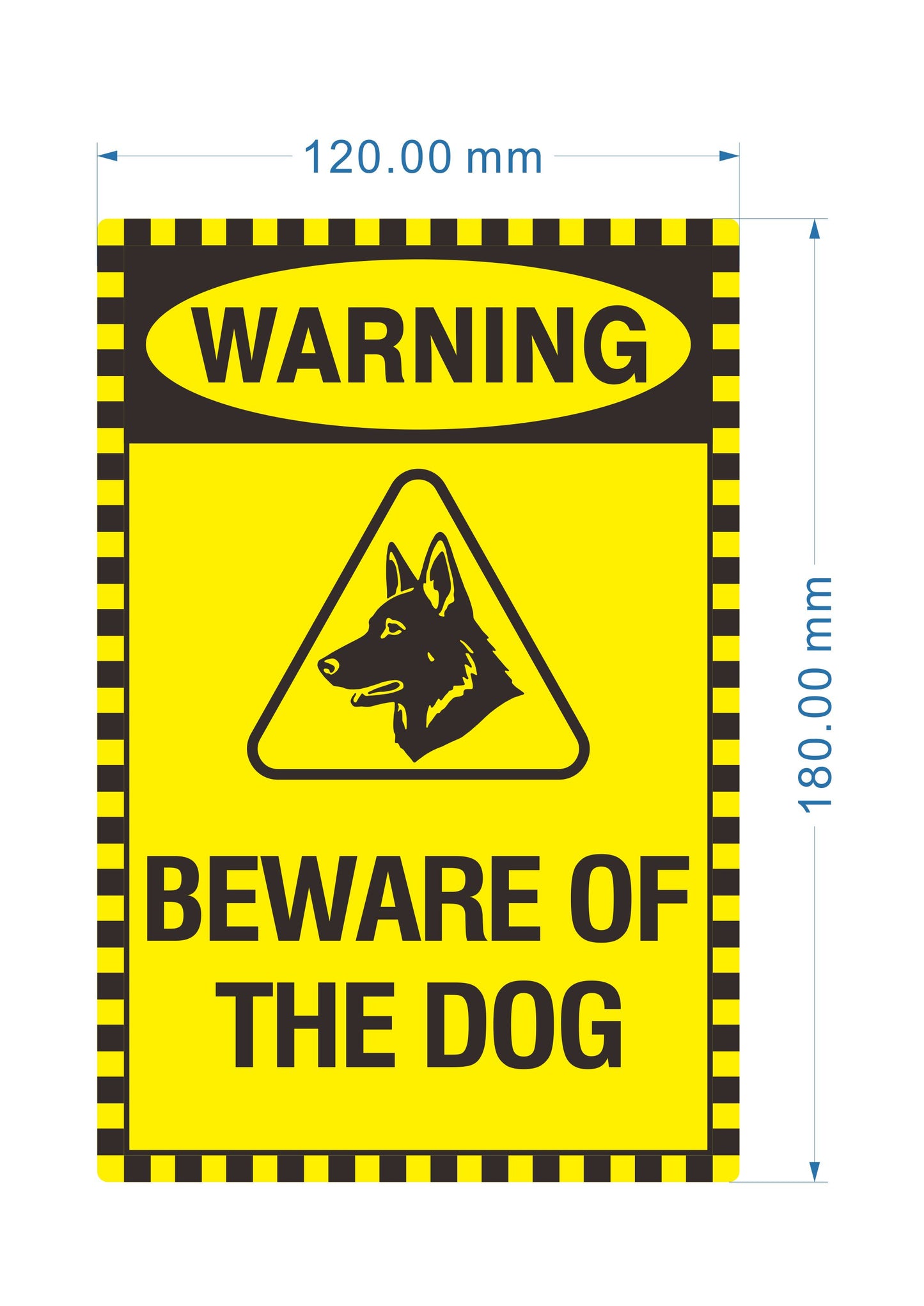 Beware Of The Dog Warning Stickers, 180mm x 120mm, Guard Dog Warning Sign, Intruder Deterrent