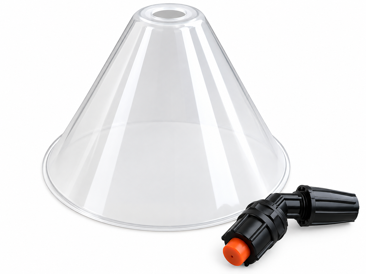 Knapsack Spray Shield, Round Anti Drift Guard, Inc's Hollow Cone & Adjustable Brass Atomising Nozzle for Hand Lance, Spraying Wand