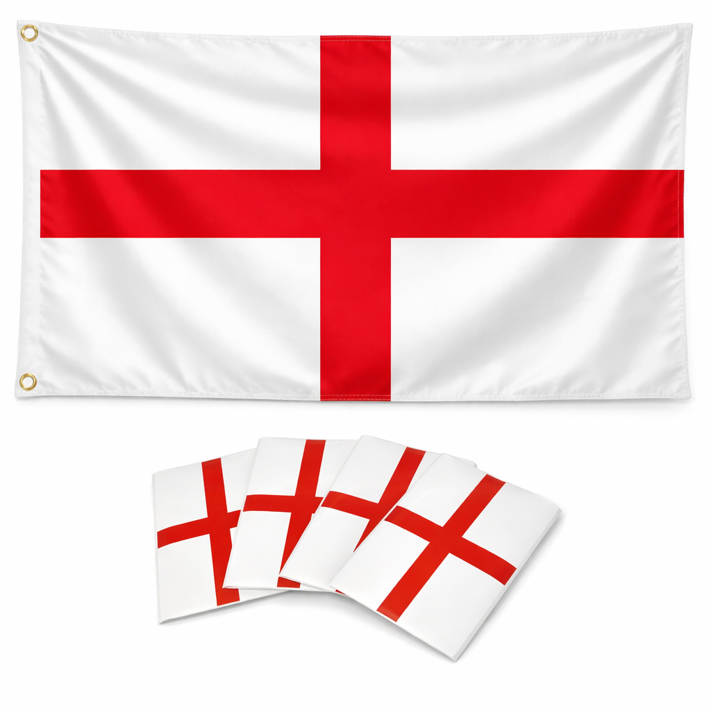 St George flag with stickers on a white background 