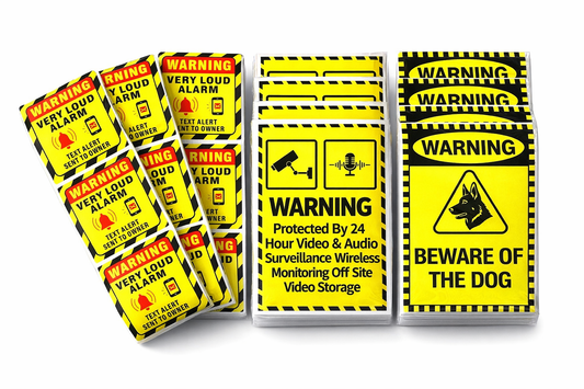 Security Warning Sign Stickers, Intruder Deterrent, 3 Styles, 4 CCTV, 4 Beware Of The Dog, 9 Very Loud Alarm With Text Alert, For Construction Sites, Secure Compounds, No Entry, Private Property