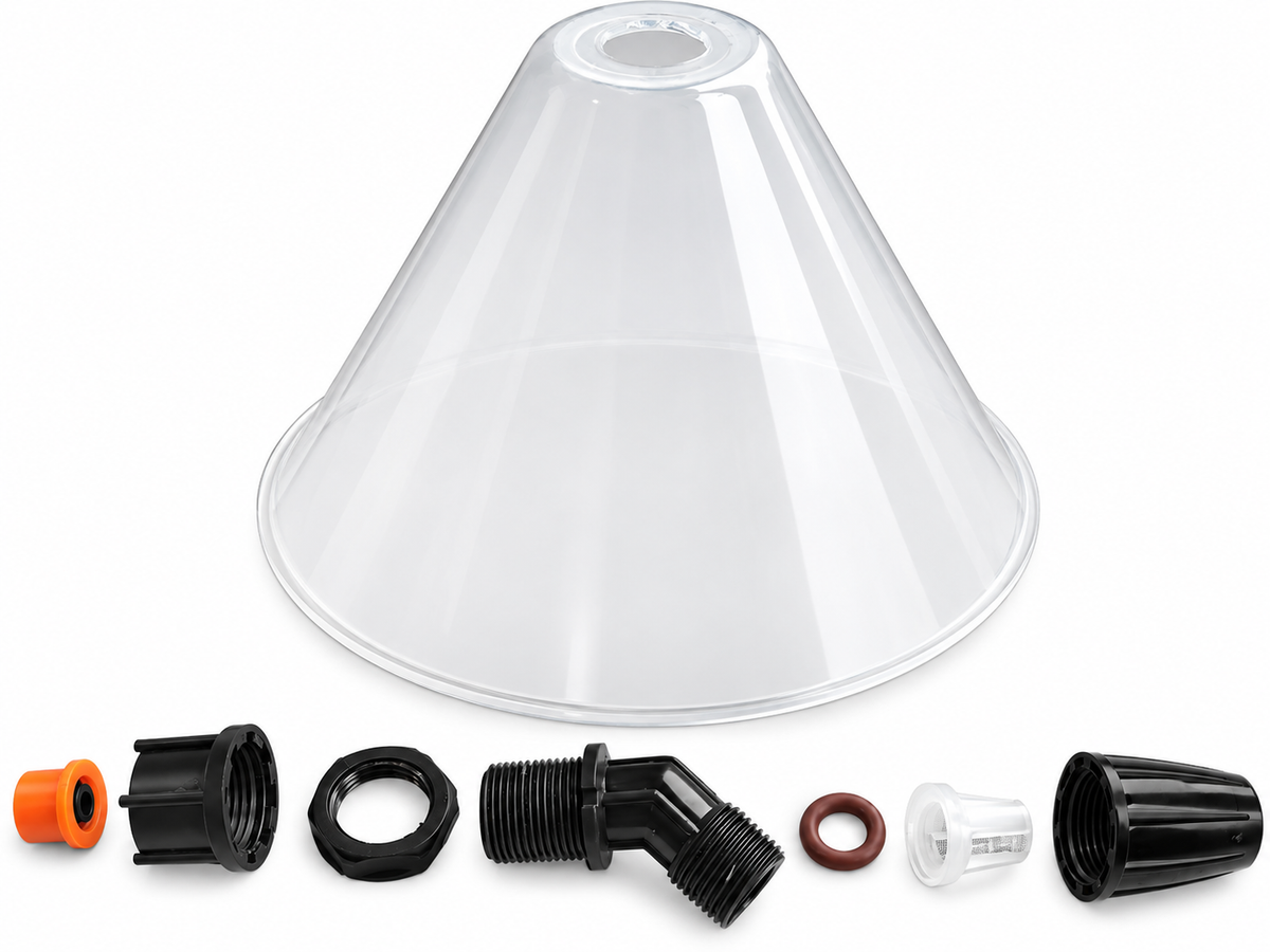 Knapsack Spray Shield, Round Anti Drift Guard, Inc's Hollow Cone & Adjustable Brass Atomising Nozzle for Hand Lance, Spraying Wand
