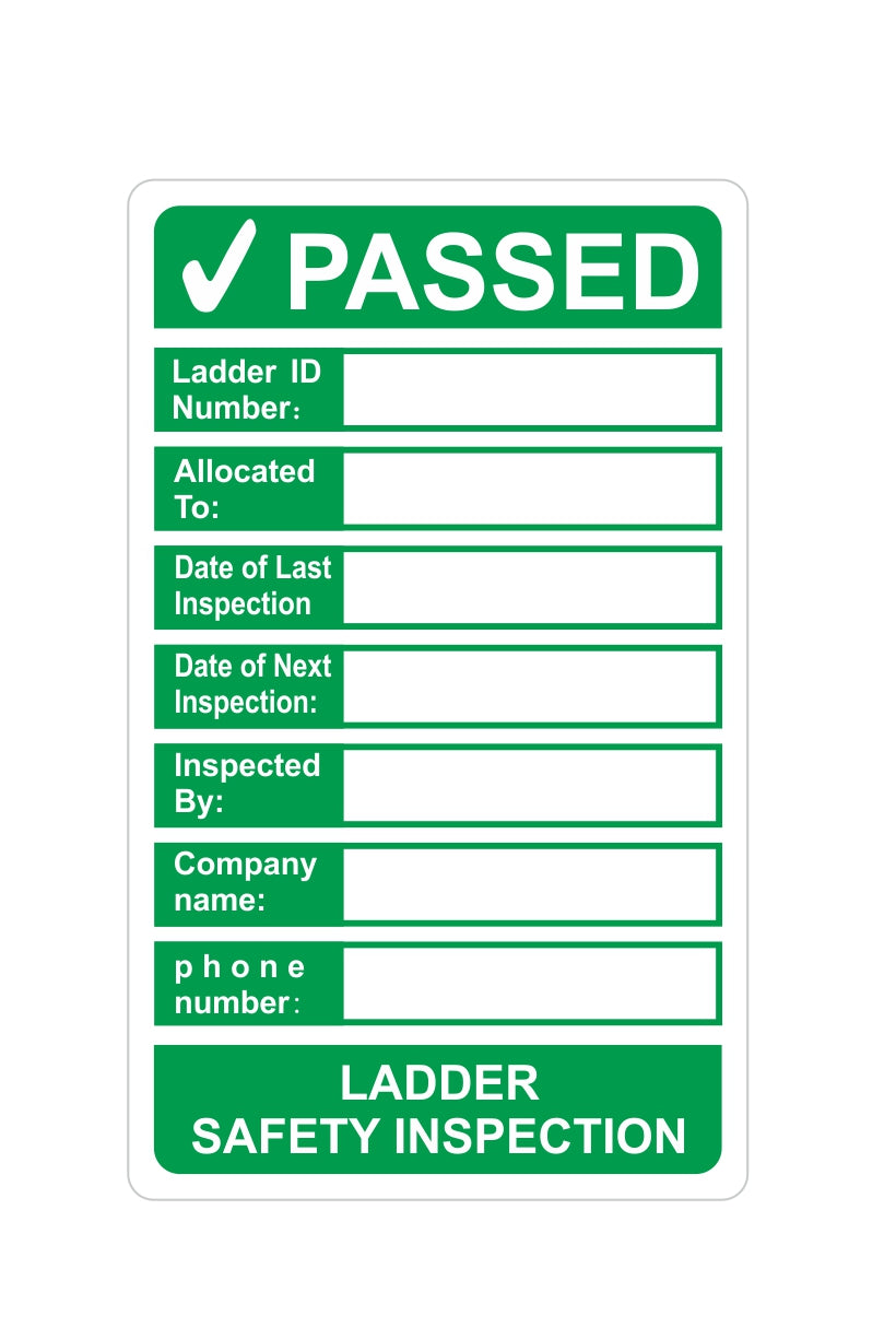 Ladder Safety Inspection Labels, Passed, Size 79mm x 48mm