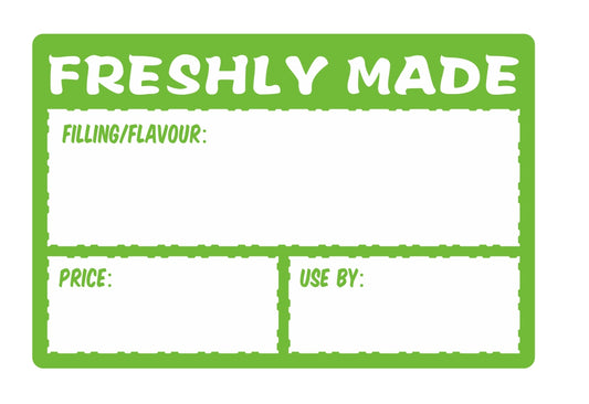Freshly Made Food Labels for Sandwich's and Fresh Food, Size 75mm x 50mm, Easy to Write On