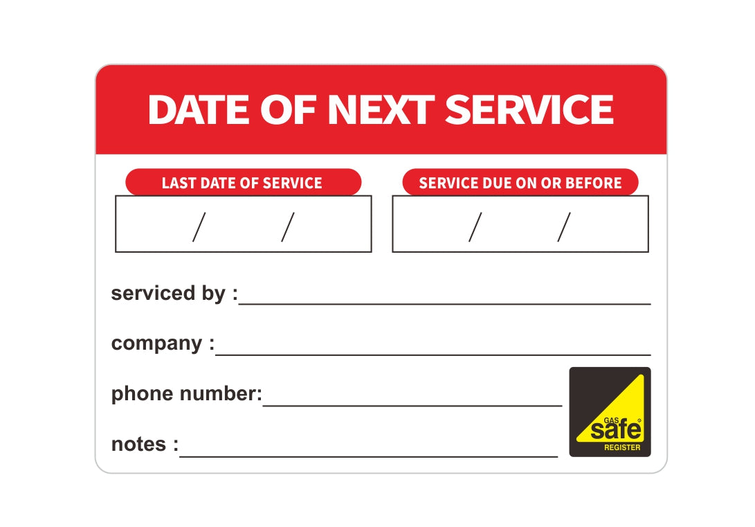 Gas Appliance Service Stickers