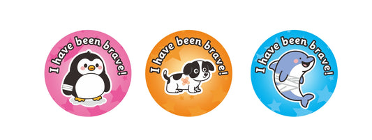 Bravery Stickers for Children, Round 38mm in Size, 3 Animal Designs