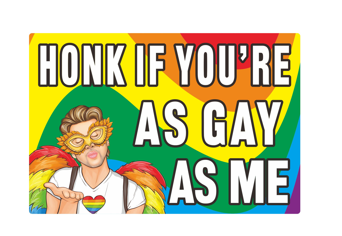 Honk If You're As Gay As Me Sticker's, 180mm x 120mm, 7.1 x 4.7 inches, Vinyl Decal Bumper Sticker, LGBT, LGBTQIA