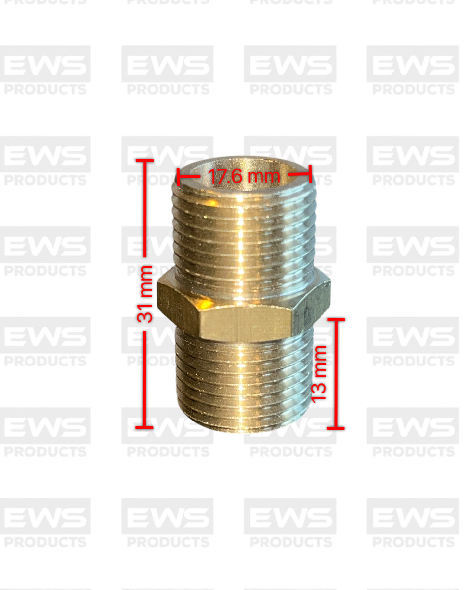 Brass Male/Male Equal Straight Hexagon Nipple Connector, Metric M18 X 1.5MM