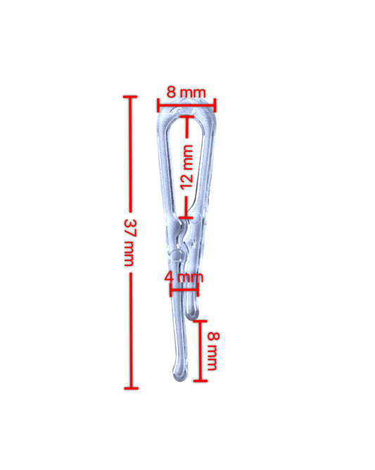 Garment Peg Clips, Plastic Alligator Shirt Clamps, Clothes Fixing Clips, 37mm Long Clear Textiles Clips