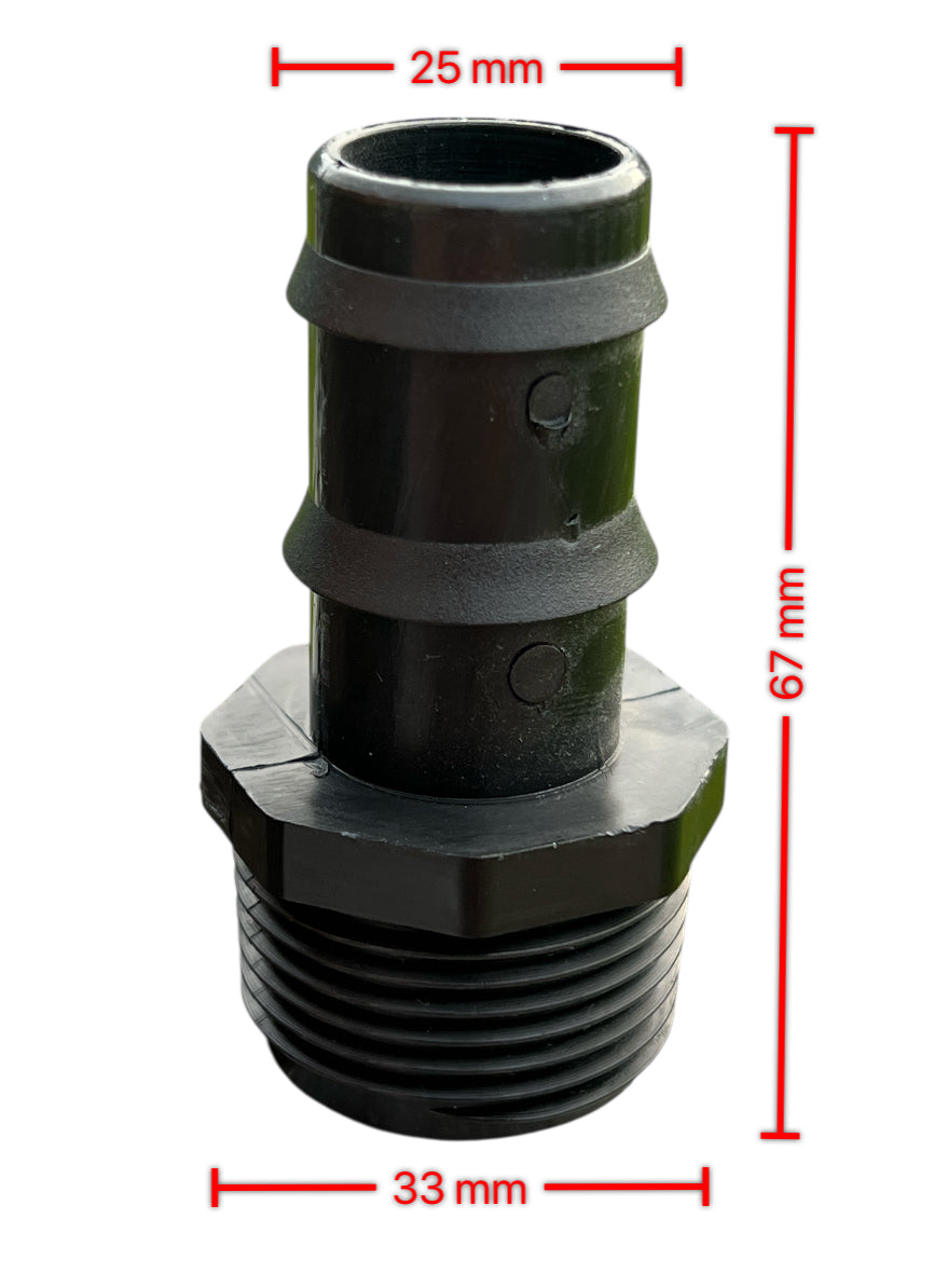 Barbed Hose Tail Fitting / Connector in Polypropylene, Male, BSP (PACK OF 2)