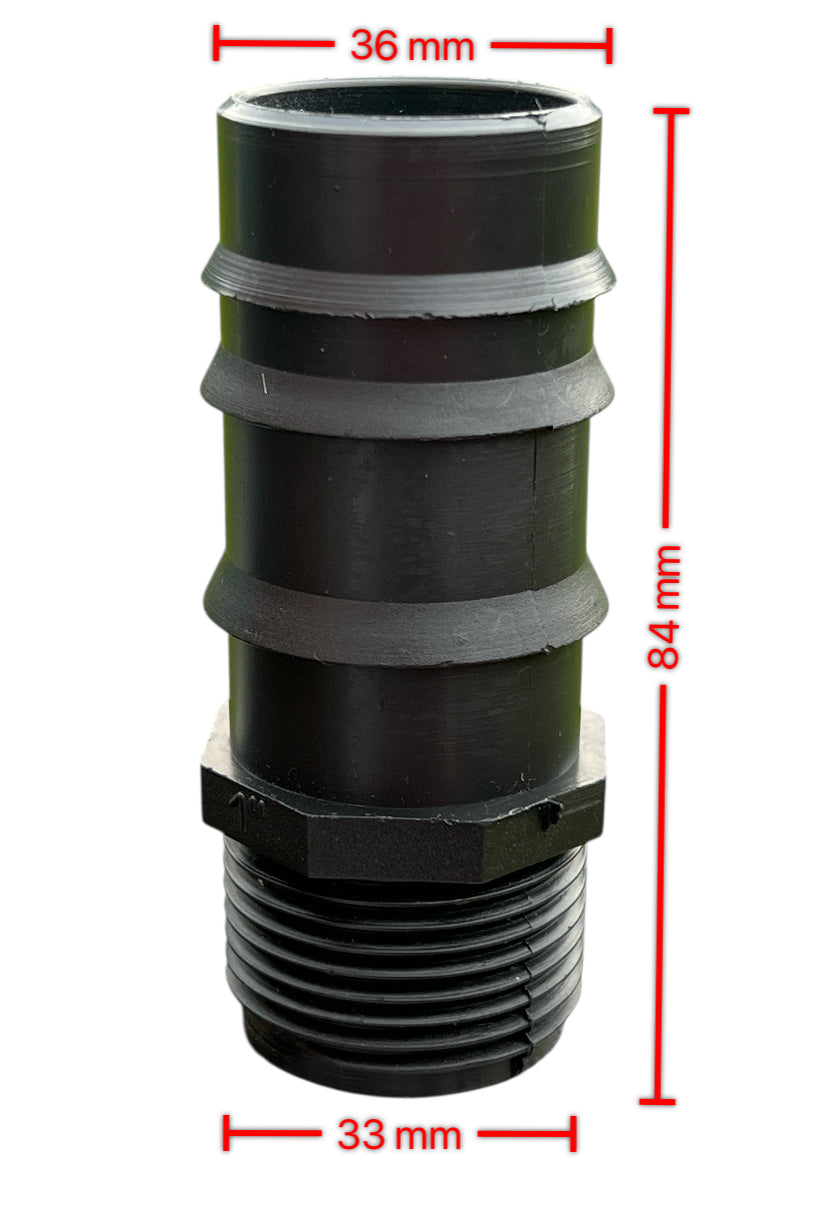 Barbed Hose Tail Fitting / Connector in Polypropylene, Male, BSP (PACK OF 2)