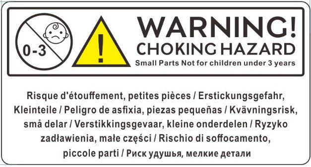 Choking Hazard Warning Stickers, Not Suitable for Children Under 3 Years, 70mm x 37mm, 500 Per Roll