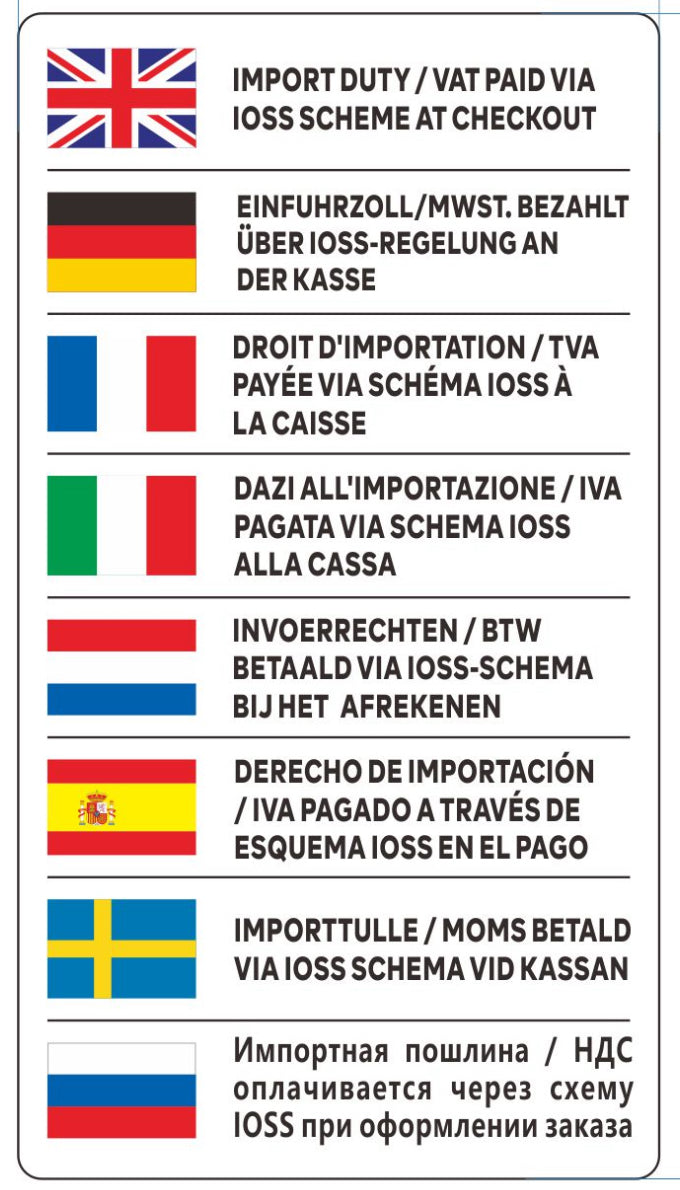 IOSS One Stop Shop Scheme Shipping Labels, Translated Information for Customs Staff, 500 Per Roll