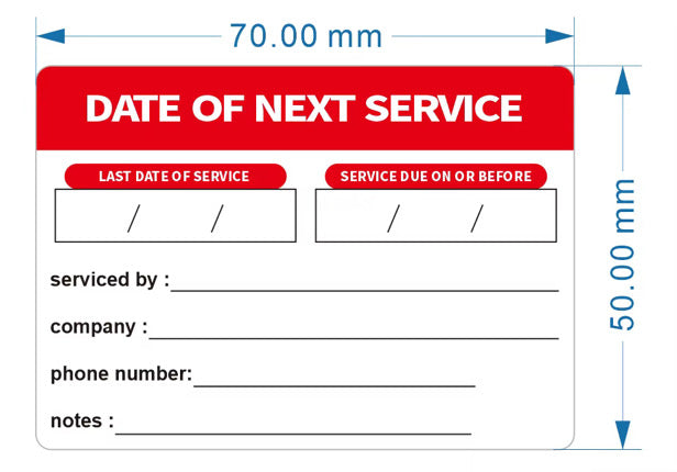 Gas Appliance Service Stickers