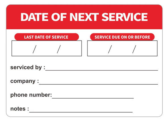 Gas Appliance Service Stickers