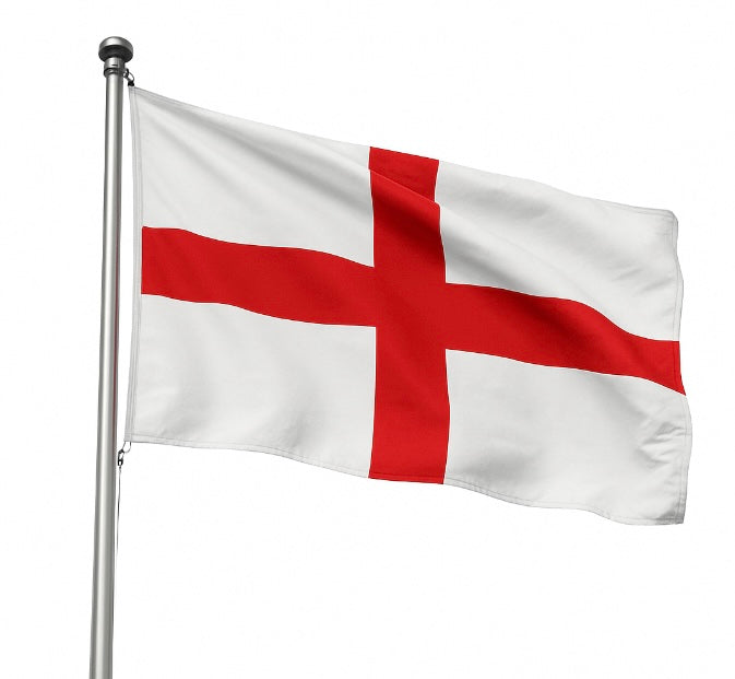 White flag with a red cross on a white background