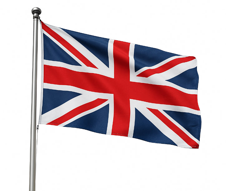 Union Jack flag on a white background