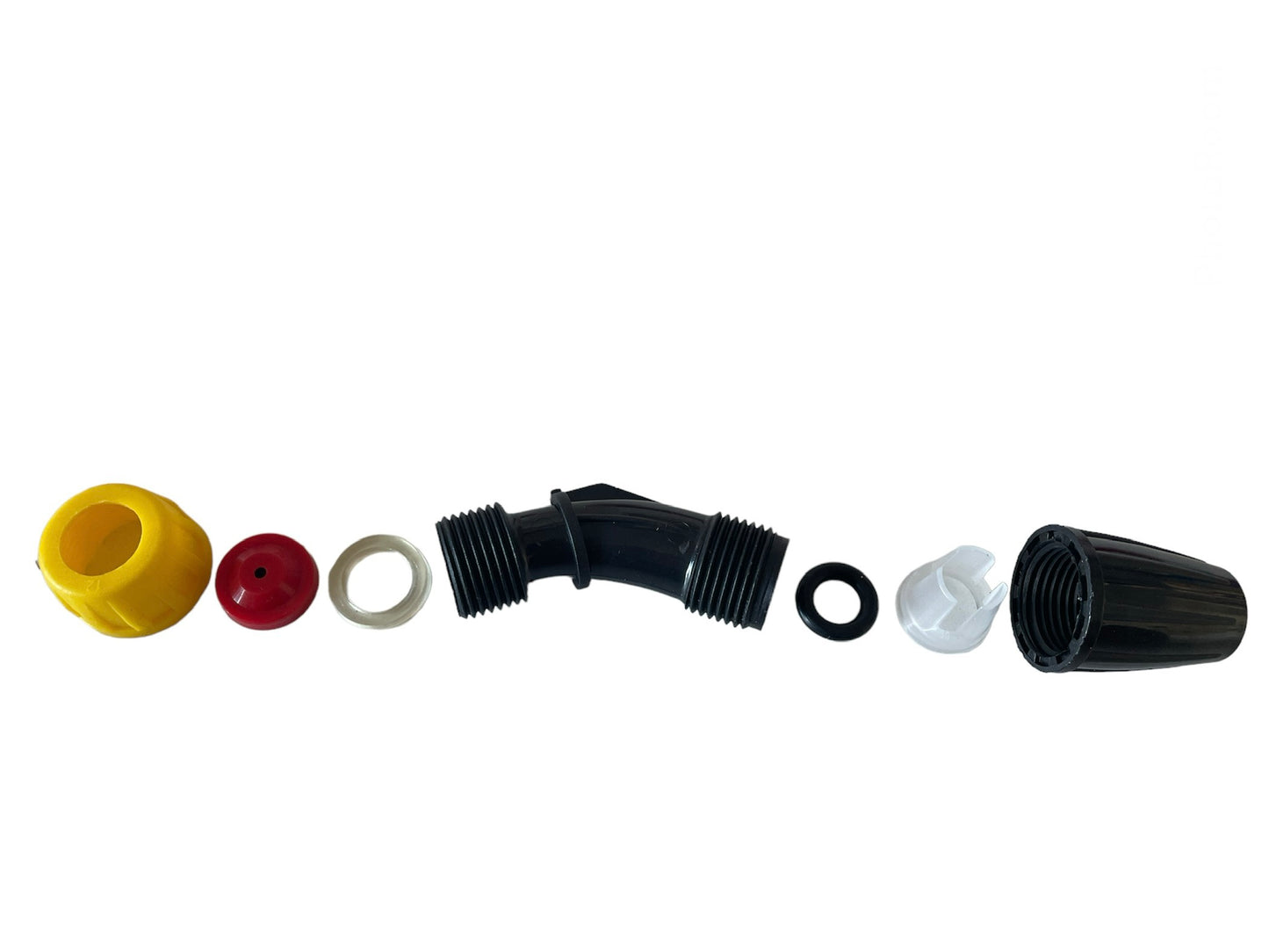 9 PCS Elbow Fitting Nozzle Set for Knapsack Sprayer, 110° Flat Fan, Hollow Cone, Atomizing Cone, Full Cone, Deflector, Air Induction, Cup & Top Hat Filters