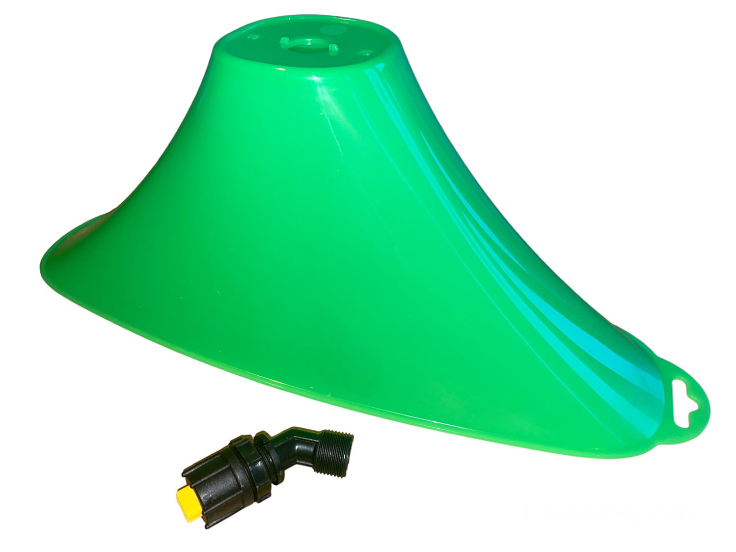 Oval Drift Guard Shield for Knapsack Pressure Sprayer – Anti-Drift Spray Hood with Elbow, Fan & Adjustable Brass Atomizing Nozzle, Size Large