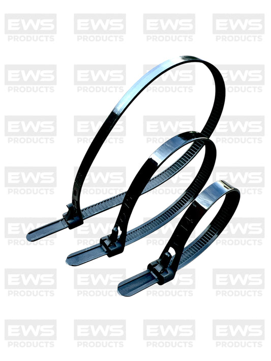 Reusable Cable Ties, Zip Ties, Heavy Duty for Indoor And Outdoor Use, 7.6mm Size, Black, Various Size Lengths Available