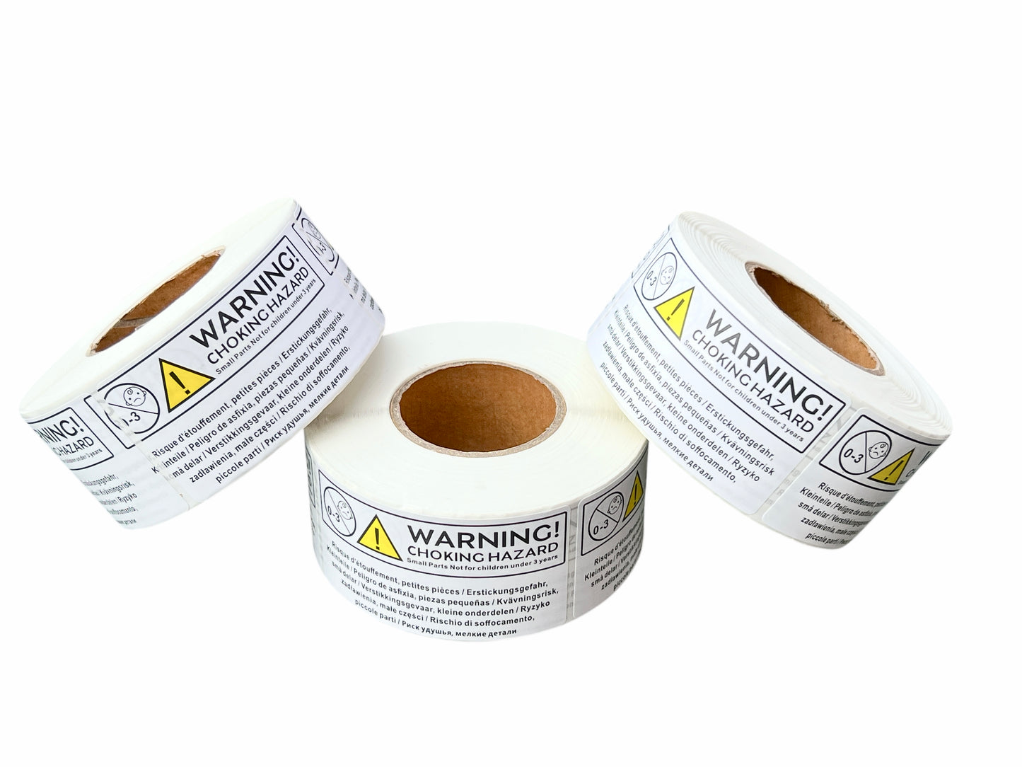 Choking Hazard Warning Stickers, Not Suitable for Children Under 3 Years, 70mm x 37mm, 500 Per Roll