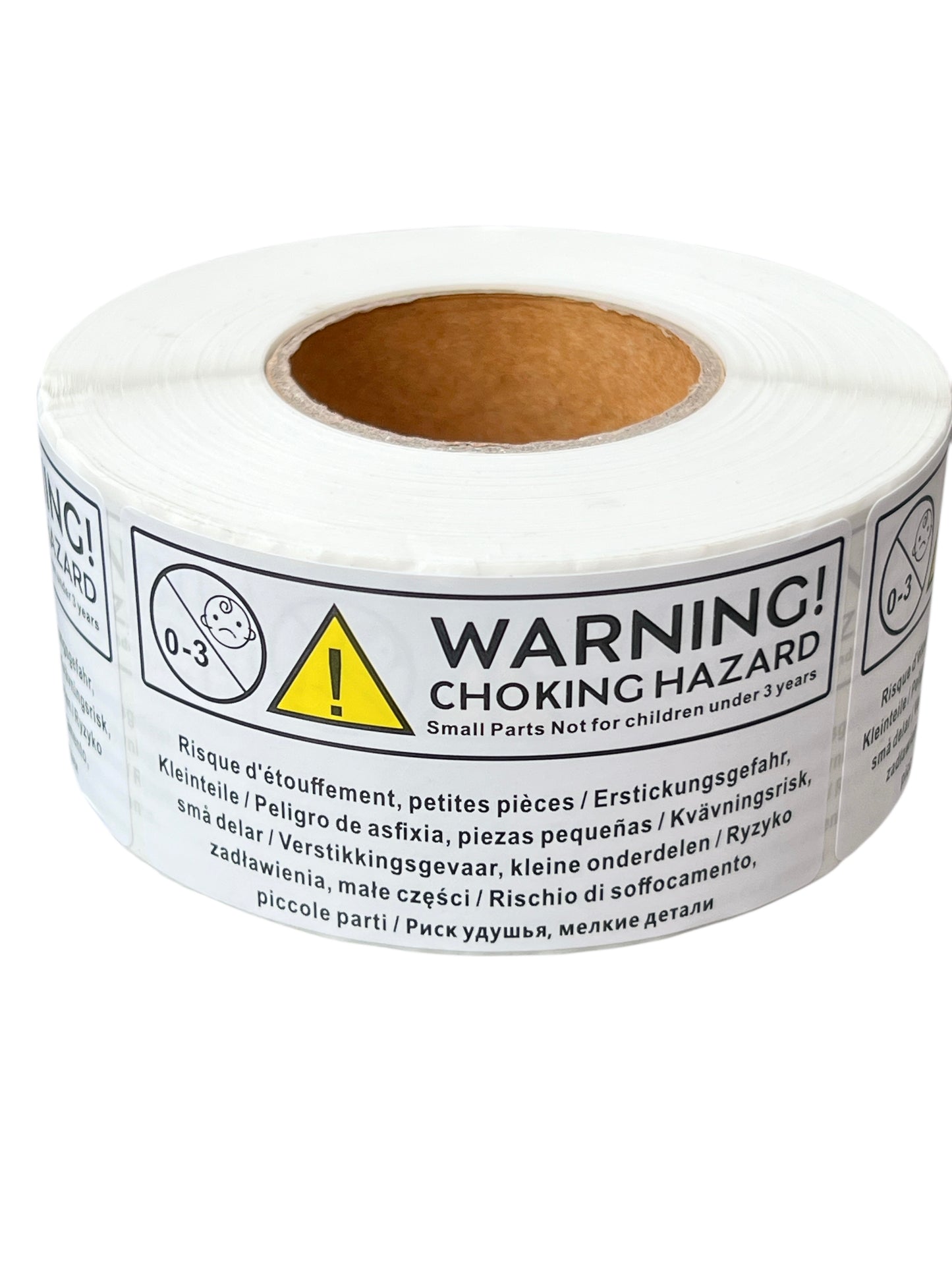 Choking Hazard Warning Stickers, Not Suitable for Children Under 3 Years, 70mm x 37mm, 500 Per Roll