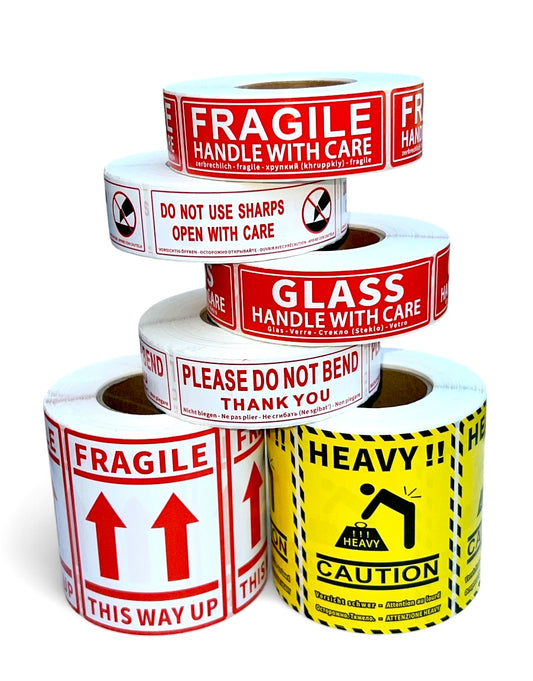 Parcel Warning Label Bundle Deal, 6 Designs, 500 Labels Each, 3,000 Warning Stickers