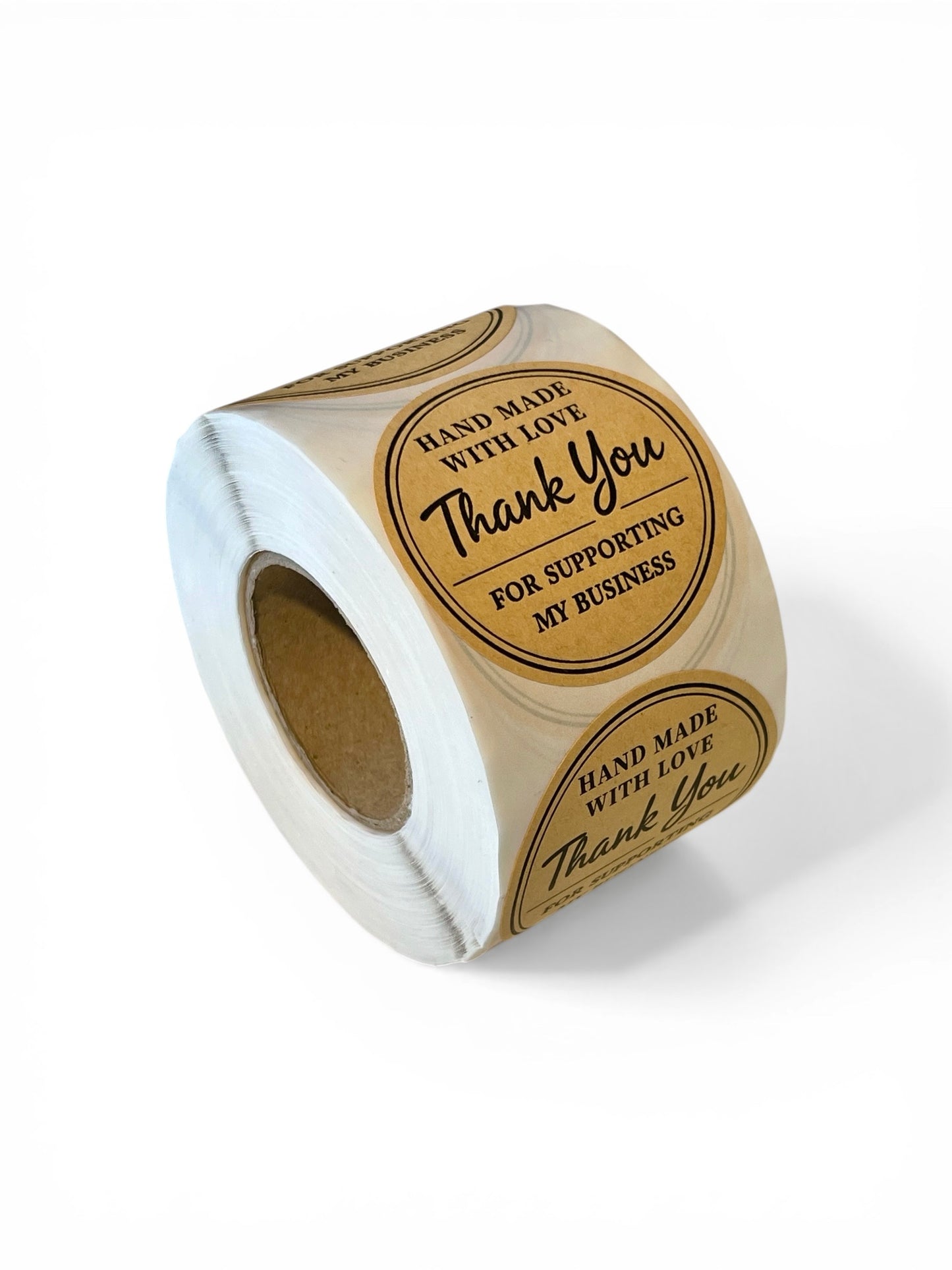 Handmade with Love Stickers, Size 50mm Round, Baking Stickers, Self-Adhesive Labels, Made from Kraft Paper, for Small Businesses.