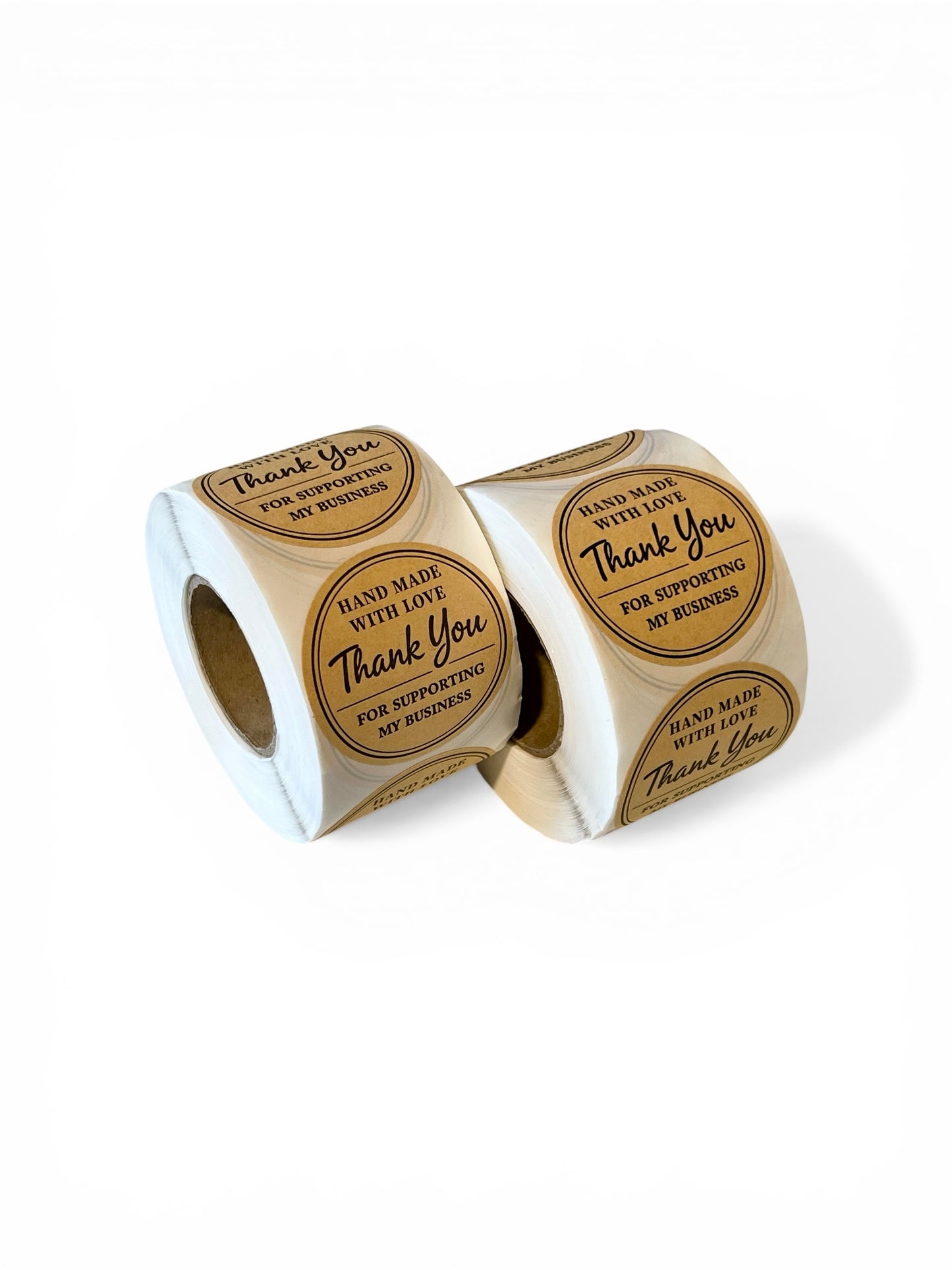 Handmade with Love Stickers, Size 50mm Round, Baking Stickers, Self-Adhesive Labels, Made from Kraft Paper, for Small Businesses.